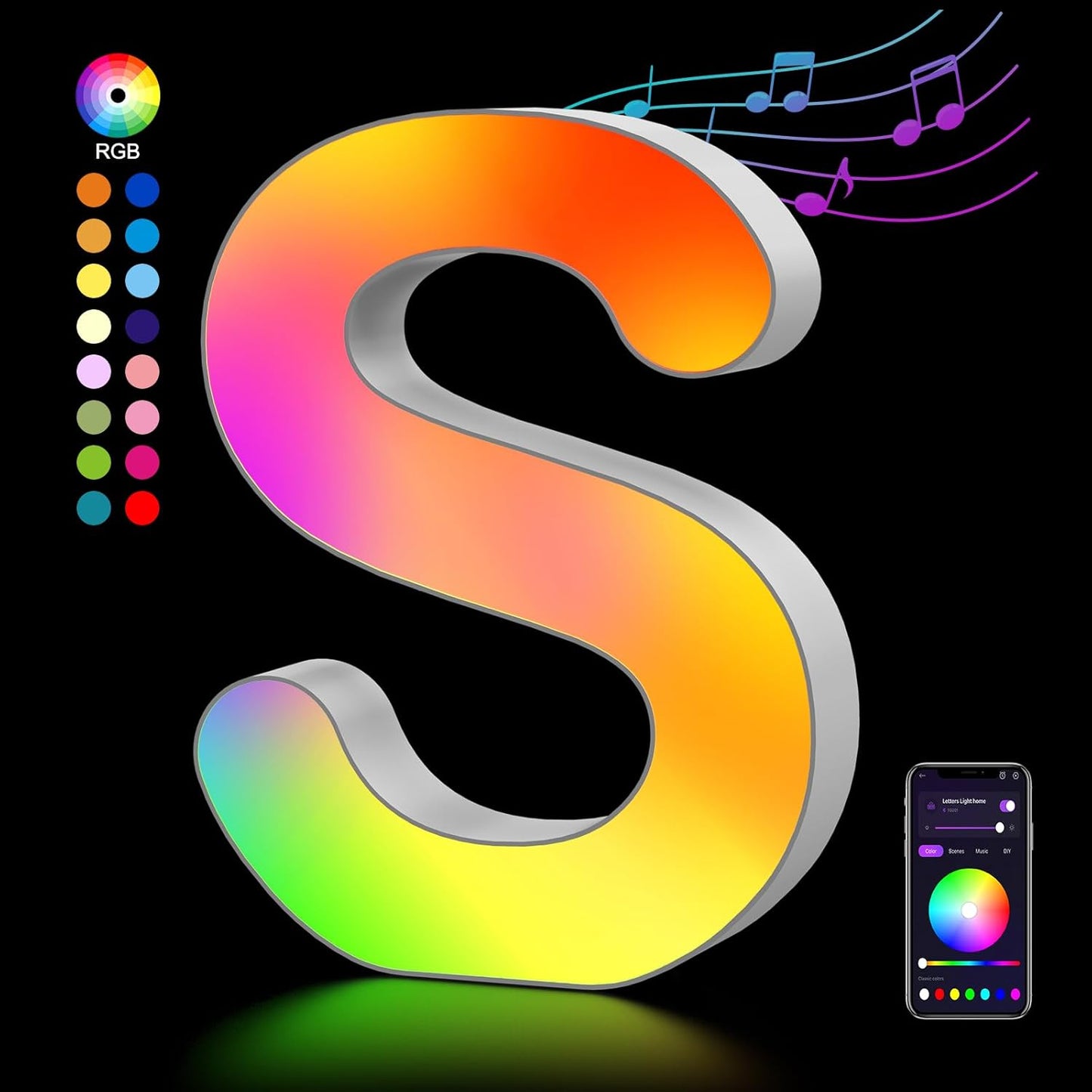OJQ Light Up Letters LED Letter - Marquee Letters Room Decor Alphabet Letter Music Sync Color Change Colorful - Christmas Birthday Gifts for Girl - Teen Girls Gifts Party Home Wall Decor