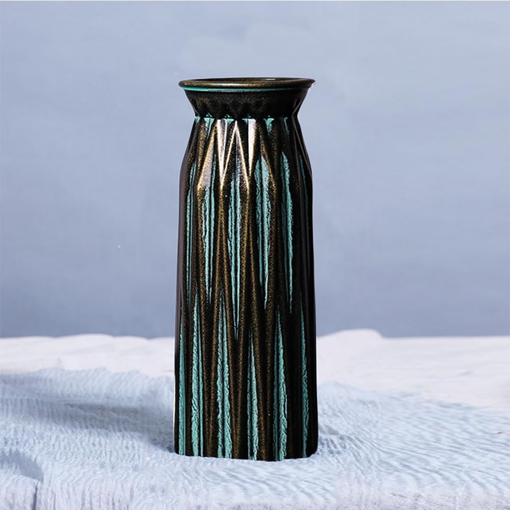 Bronze Antique Vase, 12 Inches Vintage Glass Vase Rustic European Unique Chic Style for Tabletop, Kitchen, Office, Living Room Decoration