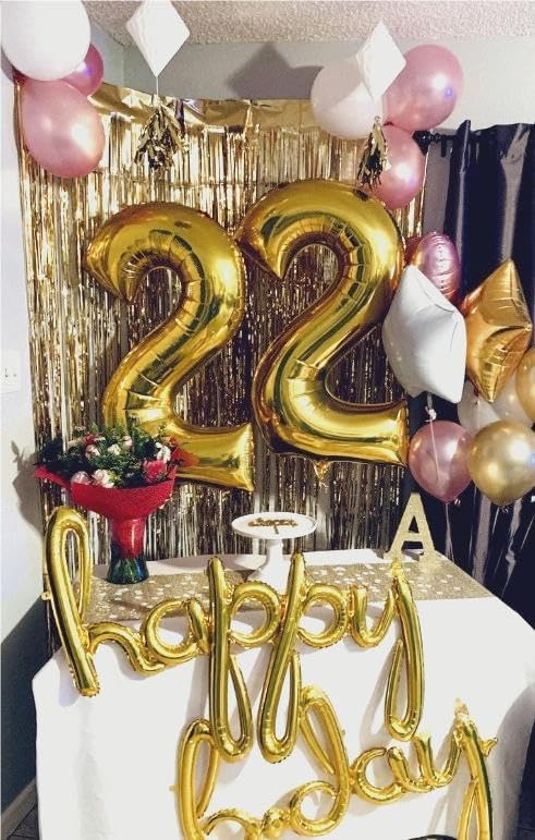 Gold 40 Inch Big Number Balloon Birthday Decoration, Number 22 Helium Balloon 22 Celebration, Boy Girl Anniversary Party Graduations Supplies Decorations