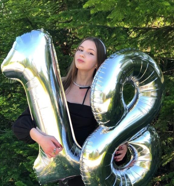 Silver Number 11 Balloon 40 inch, 11 Number Birthday Balloon for Boy Girl, Silver One for 1st 11 Birthday Party, Anniversary Celebration Number Balloons