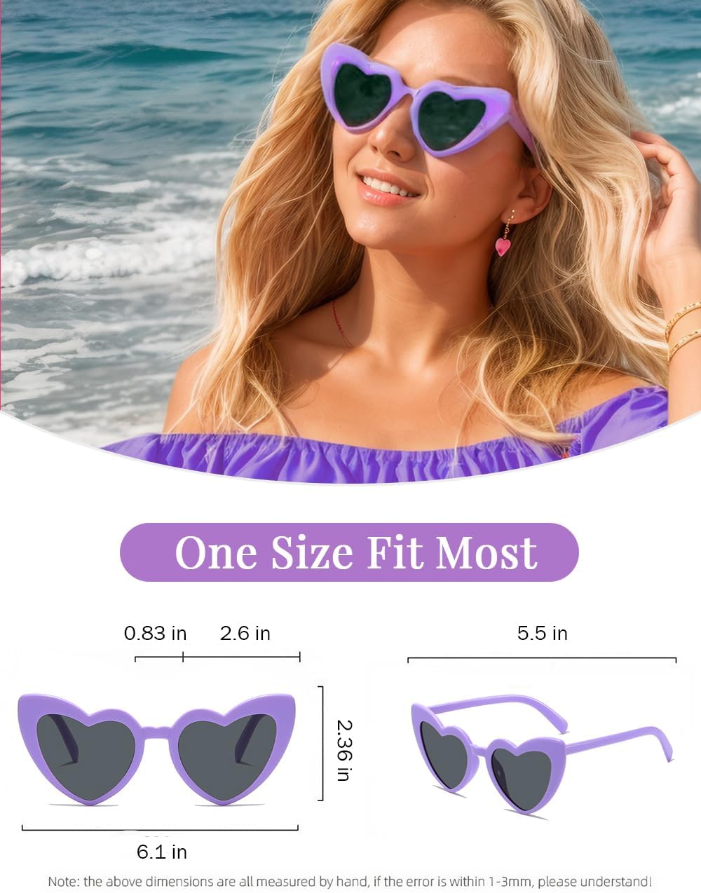 8 Pack Heart Sunglasses Vintage Cat Eye Heart Glasses Retro Bachelorette Bride Sunglasses Bulk for Women