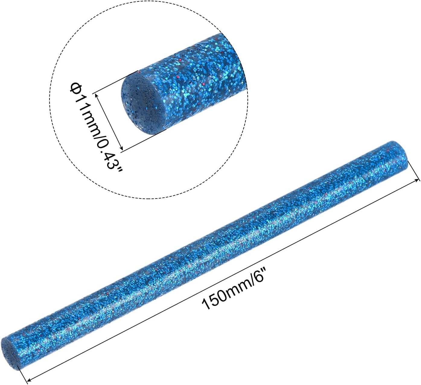uxcell 20pcs Hot Glue Sticks for Glue Gun 11mm/0.43-inch x 6-inch Mini Hot Melt Adhesive Glue Stick Glitter Blue