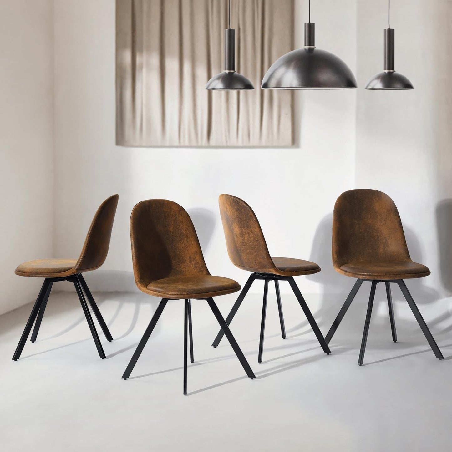 Homy Casa Swivel Dining Chairs Set of 4, 360° Rotating Side Chairs, Mid Century Modern Style Chairs Accent Chairs with Metal Frame for Kitchen, Dining Living Dressing Room, Bedroom, Brown