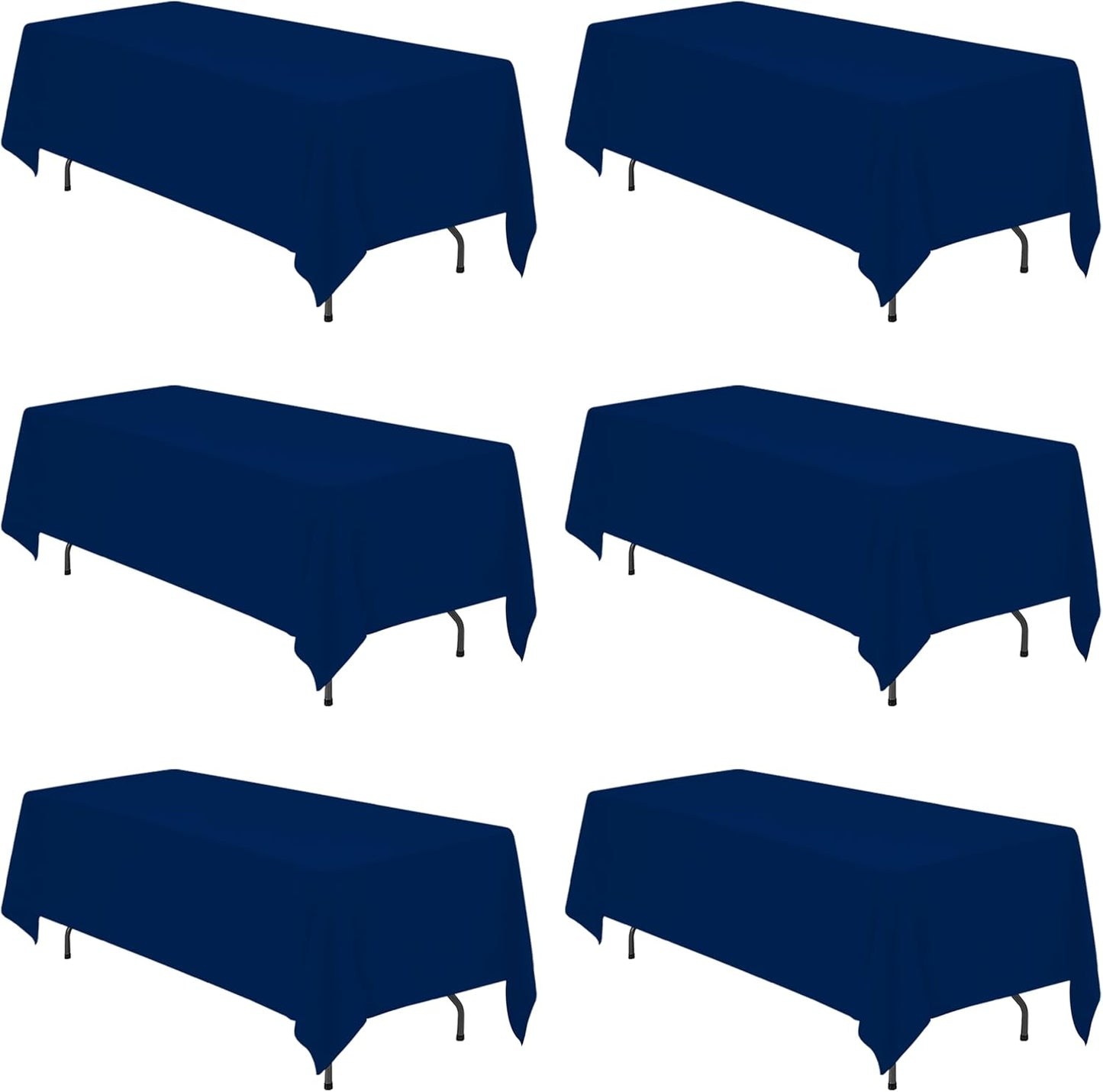 BRILLMAX 6 Pack Navy Blue Tablecloths 70 x 120 Inch for 6ft or 8ft Rectangle Tables - Rectangular Bulk Linen Polyester Fabric Washable Cloth Cover for Wedding Reception Banquet Birthday Party