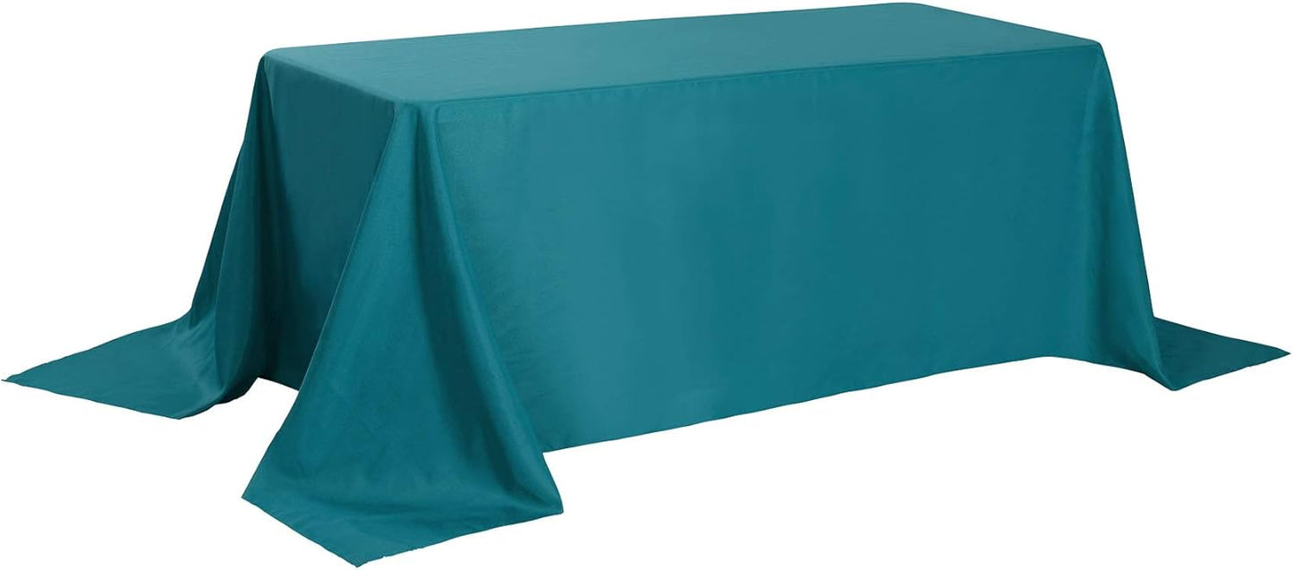 Rectangle Tablecloth 90x156 inch Washable Polyester Fabric Table Cloth for Wedding Party Dining Banquet Decoration（90x156, Teal）