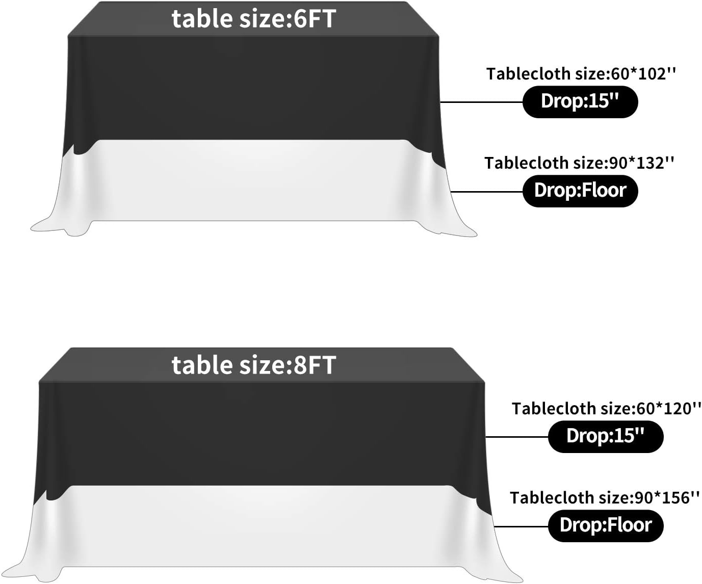 Fokitut 6 Pack Rectangle Tablecloth, 60x102 Inch, Stain Resistant and Wrinkle Polyester Table Cloth, Fabric Table Cover for Kitchen Dining, Wedding, Party, Holiday Dinner-White