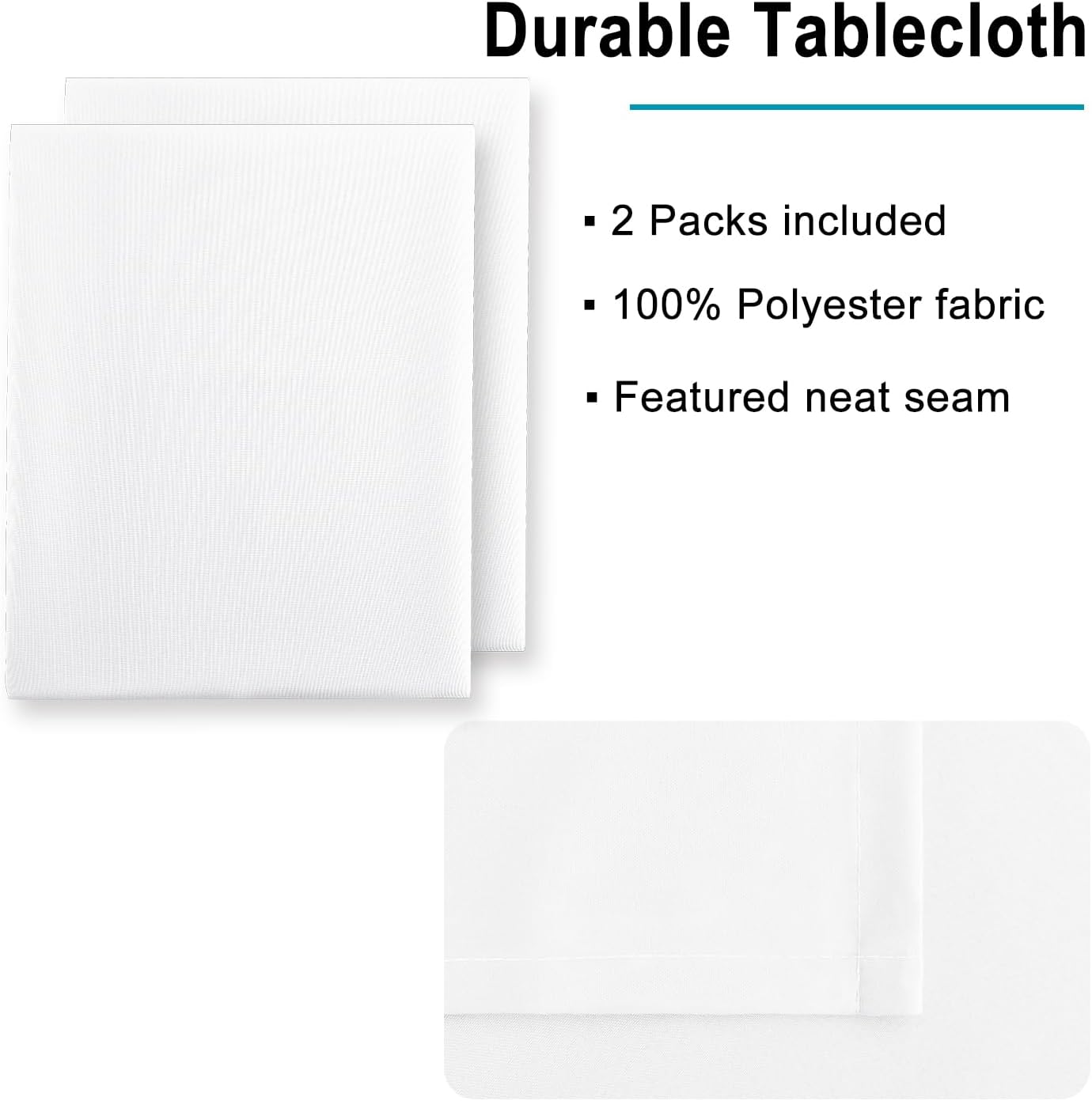 Hiasan 2 Pieces White Rectangle Tablecloth - Waterproof and Spillproof Restaurant Washable Polyester Table Cloth for Dining Room, 54 x 108 Inch
