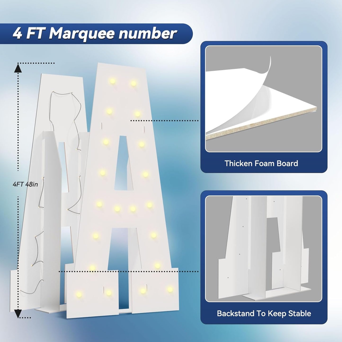4FT Marquee Light Up Letters - Large Marquee Letters 4 Feet Tall for Birthday Party Decorations, Big Letter for Wedding Event Marry Me Baby Shower Bridal Shower, Letter Y