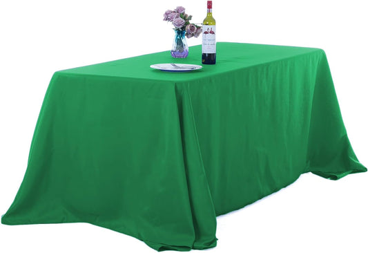 Ascoza 2pack 90x132 Inch Emerald Rectangular Tablecloth 8 Feet Table Cloth in Polyester Fabric for Wedding/Banquet/Restaurant/Parties