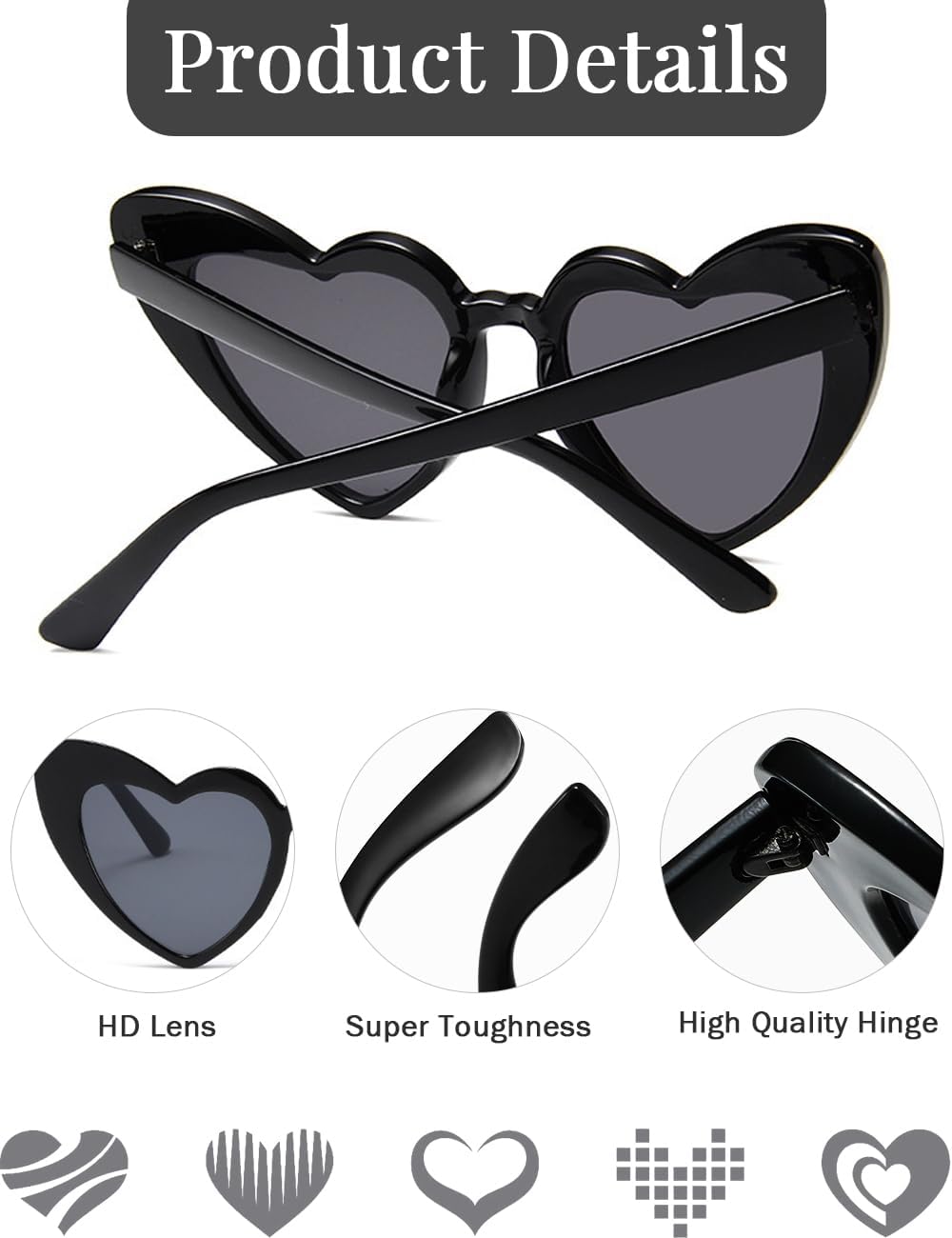 8 Pack Heart Sunglasses Vintage Cat Eye Heart Glasses Retro Bachelorette Bride Sunglasses Bulk for Women