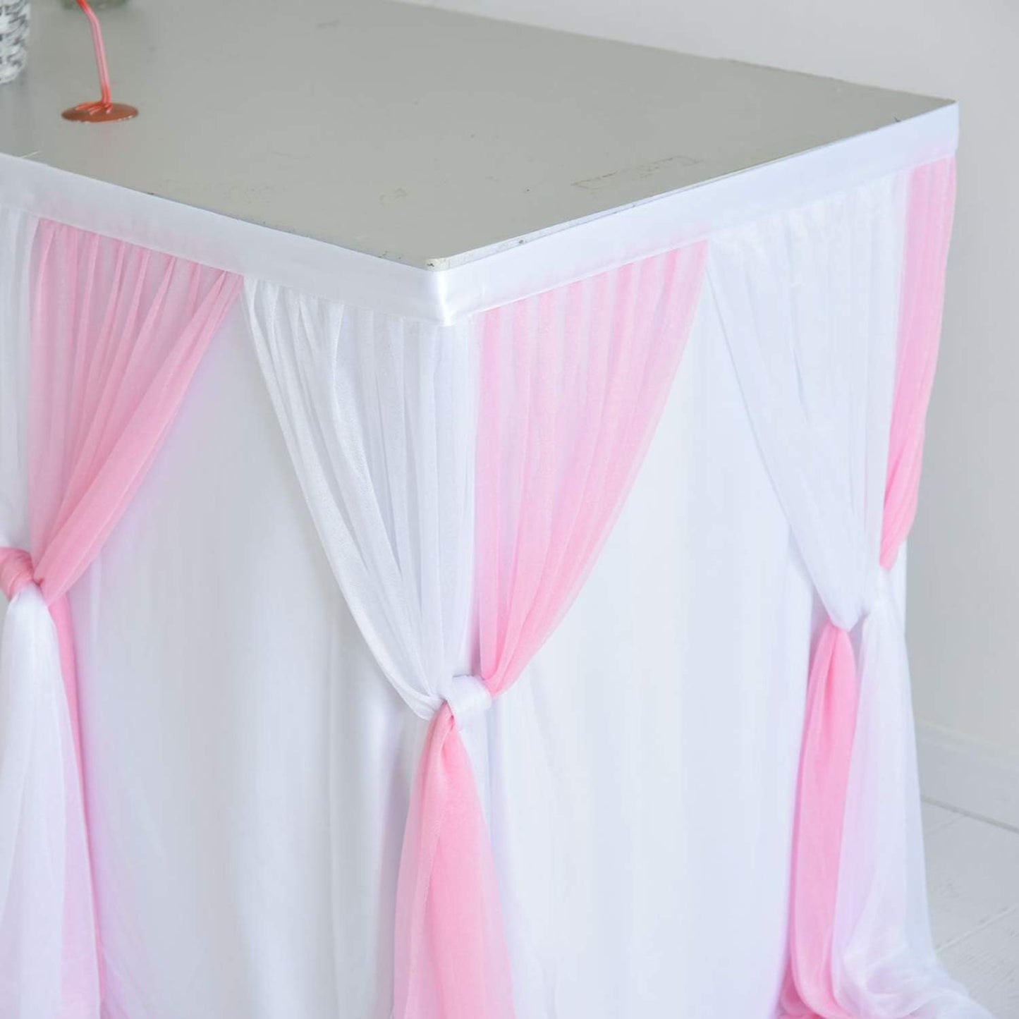 Suppromo 9ft Pink Tulle Table Skirts for Rectangle Tables or Round Tables Tutu Baby Shower Tablecloth Decorations for Girls Gender Reveal Elephant Birthday Party Decorations