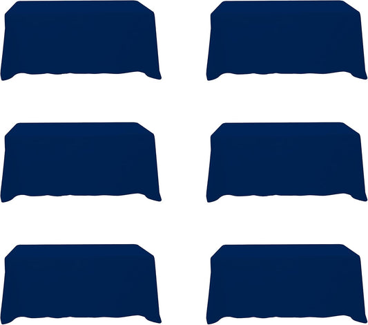 BRILLMAX 6 Pack Navy Blue Tablecloths for 6 Foot Rectangle Tables 90 x 132 Inch - 6ft Rectangular Bulk Linen Polyester Fabric Washable Cloth Cover for Wedding Reception Banquet Birthday Party