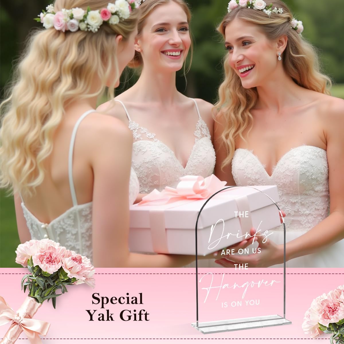 Wedding Signs，The Drinks Are on Us Sign, 5 x 7 Inch Arch Acrylic Wedding Sign, Wedding Sign for Ceremony and Reception, Please Help Yourself Sign,Wedding Reception Decor (White)