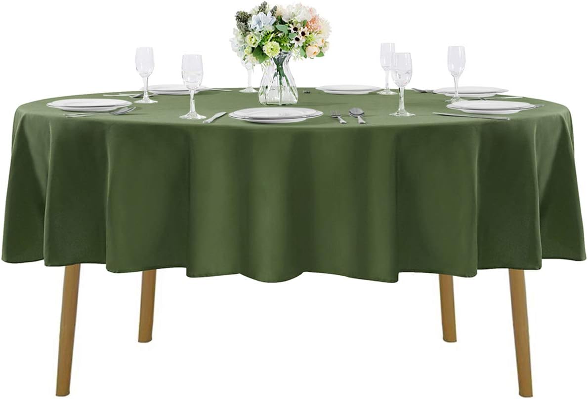 70 inch Round Tablecloth Washable Polyester Table Cloth Decorative Table Cover for Wedding Party Dining Banquet（70 inch,Willow）