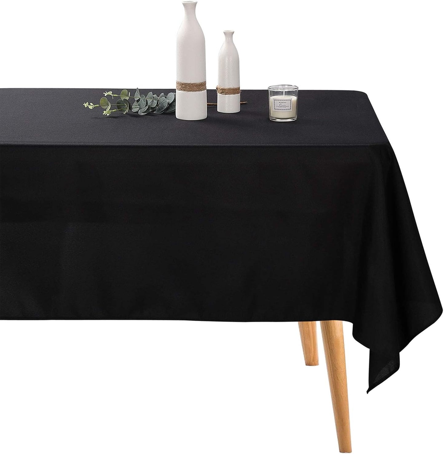 Ascoza 12pack 60x120 Inch Black Rectangular Tablecloth 6 Feet Table Cloth in Polyester Fabric for Wedding/Banquet/Restaurant/Parties