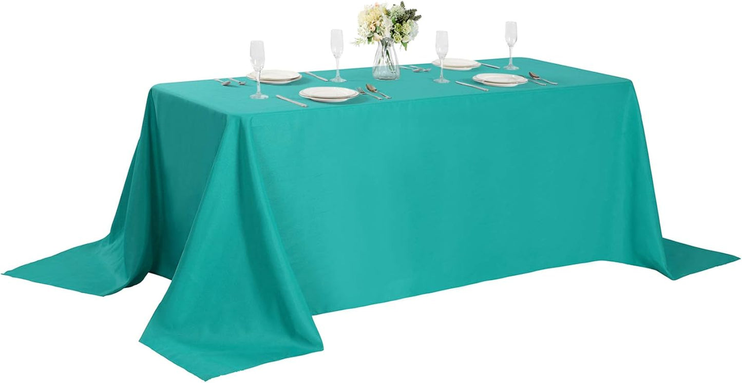 Rectangle Tablecloth 90x156 inch Washable Polyester Fabric Table Cloth for Wedding Party Dining Banquet Decoration（90x156, Turquoise）