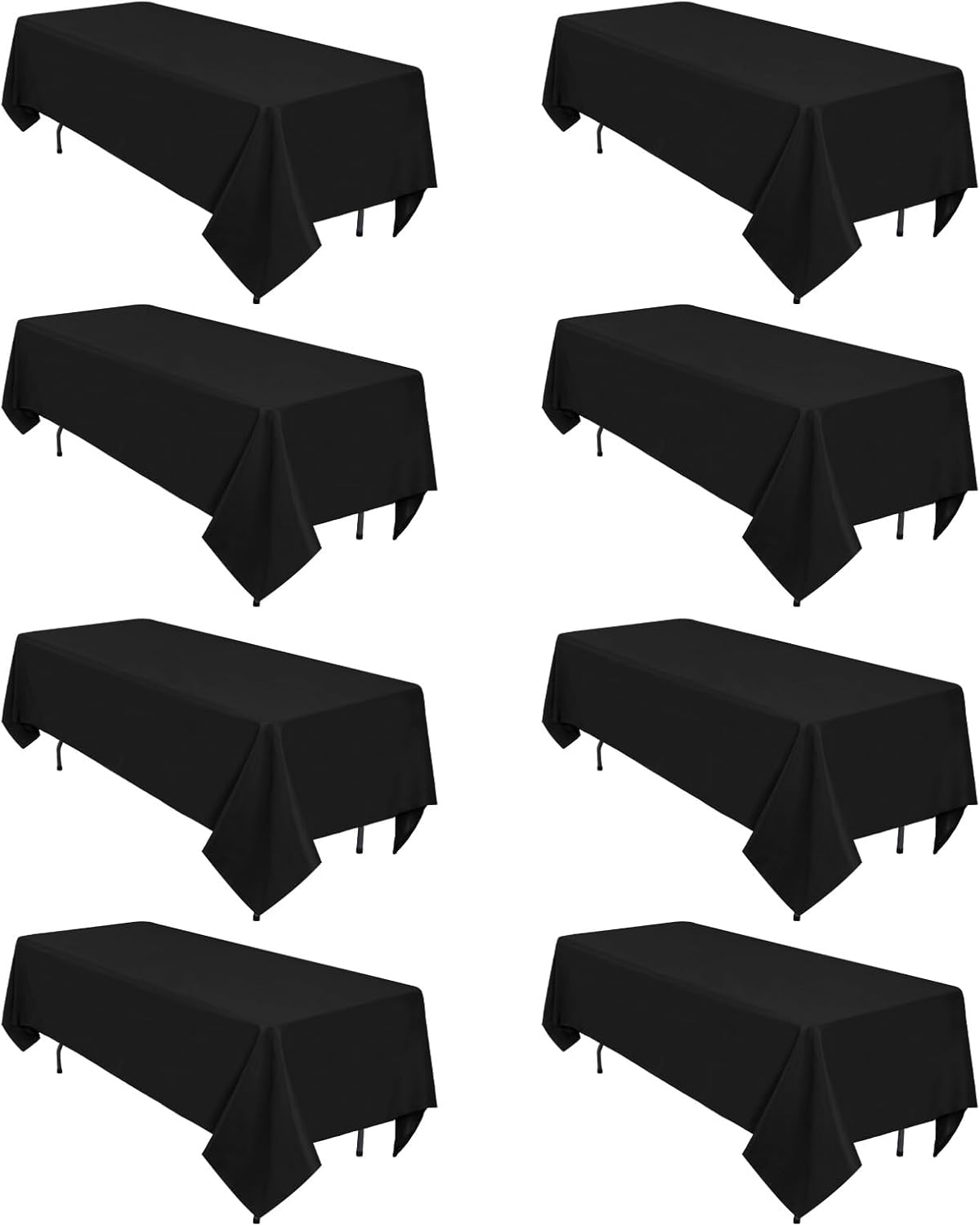 8 Pack Black Tablecloths 60 x 102 Inch Rectangular Table Cloths for Rectangle Tables 6ft, Wrinkle Resistant Black Table Cloth Washable Polyester Fabric for Buffet Wedding Party Banquet