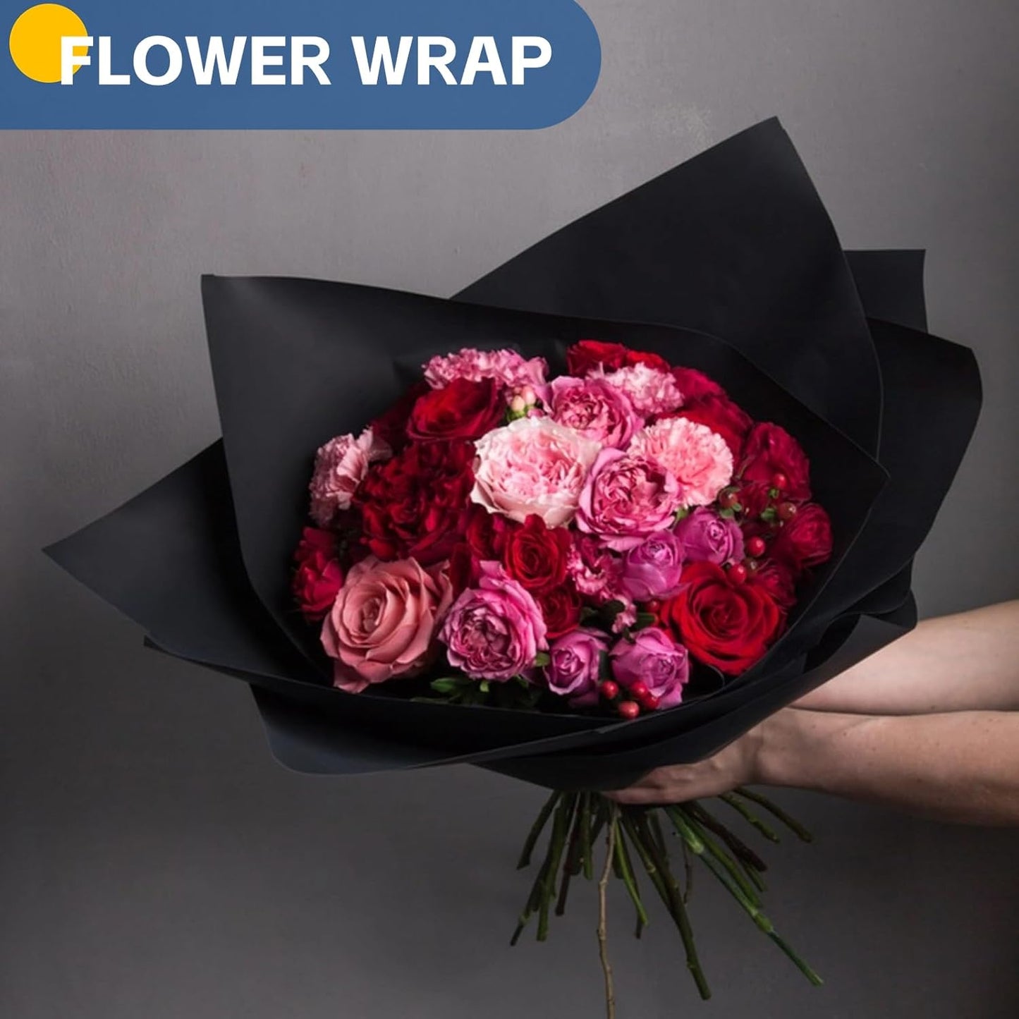 Black Wrapping Paper 15"x390", Wrapping Paper Kraft Paper Roll for Poster Bulletin Board, Art Paper, Poster Easel Drawing Decorative Paper Roll for Birthday, Father’s Day, Birthday, Bouquet Flower