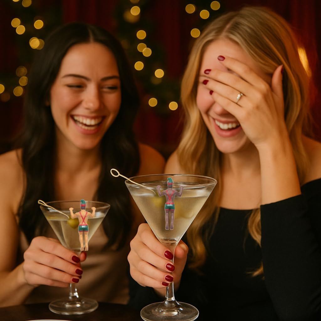 NPW Elf Buddies Drink Markers (Elf Buddies), Wine Glass Charms, Holiday Office Party, Christmas Family Get Together, Novelty Drinkware, White Elephant Gift and More, Christmas In July Decorations