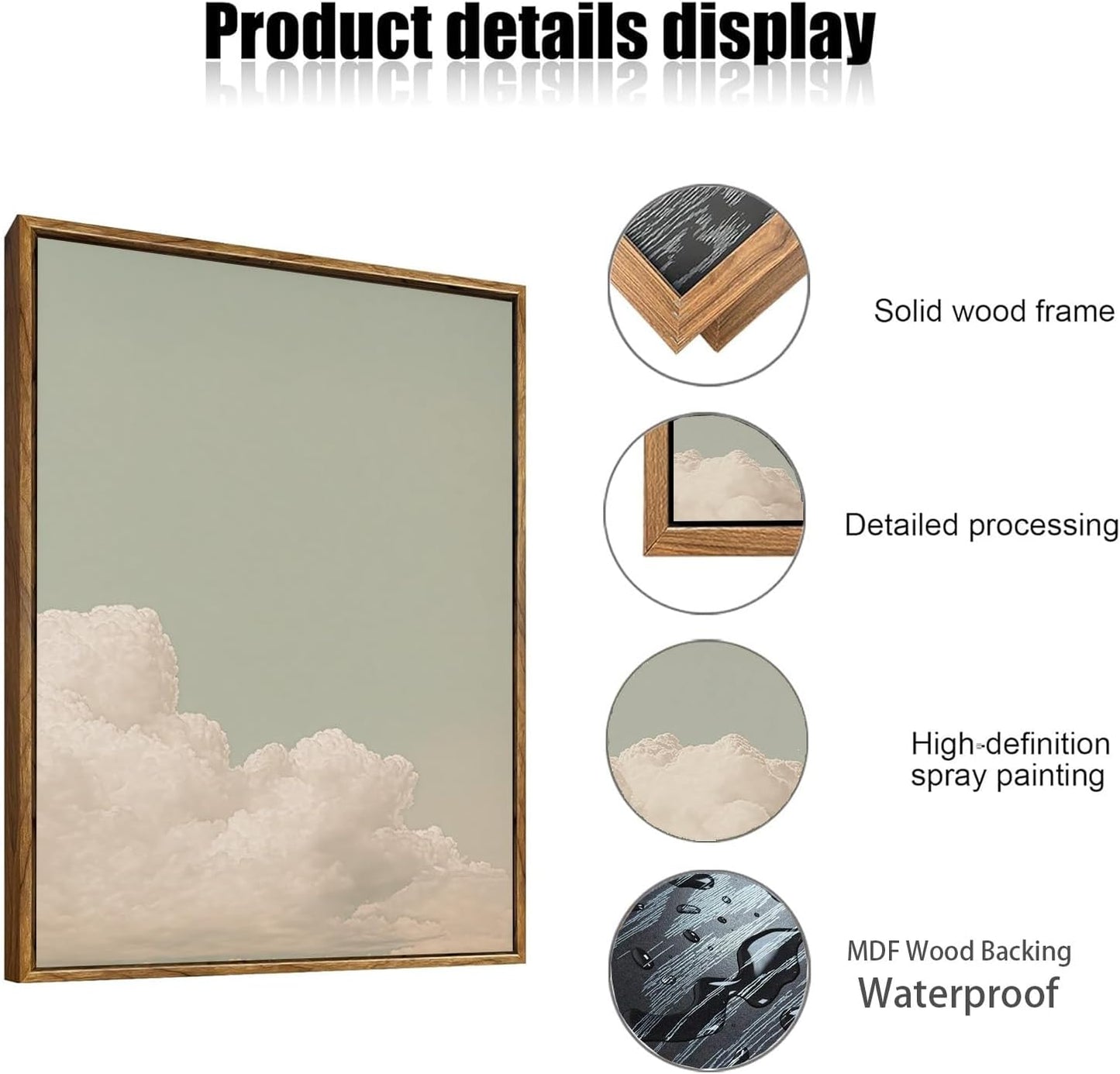 myusuar 3 Piece Large Modern Abstract Canvas Framed Wall Art For Living Room, Dearm Cloud Minimalist Wall Art Decor Posters Prints For Bedroom Office, 12x16in