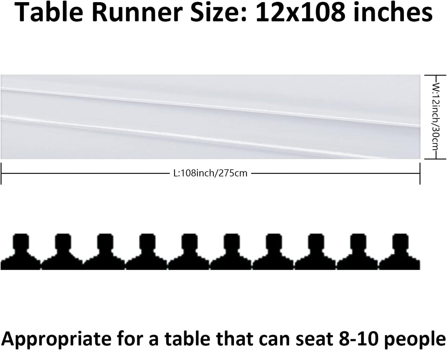 6Pack Table Runner 12 x 108 Inches Satin Silk Table Runner for Wedding, Birthday Party, Banquets, Graduations Decoration, fit Rectange and Round Table-White