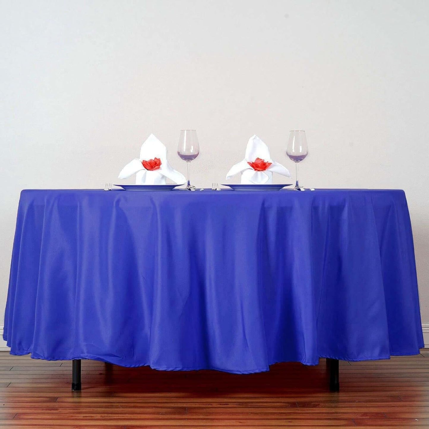 Efavormart Round Tablecloth, 108 Inch Stain & Wrinkle Resistant Washable Table Cloth, Decorative Polyester Fabric Table Cover for Banquet, Wedding, Dining- Royal Blue