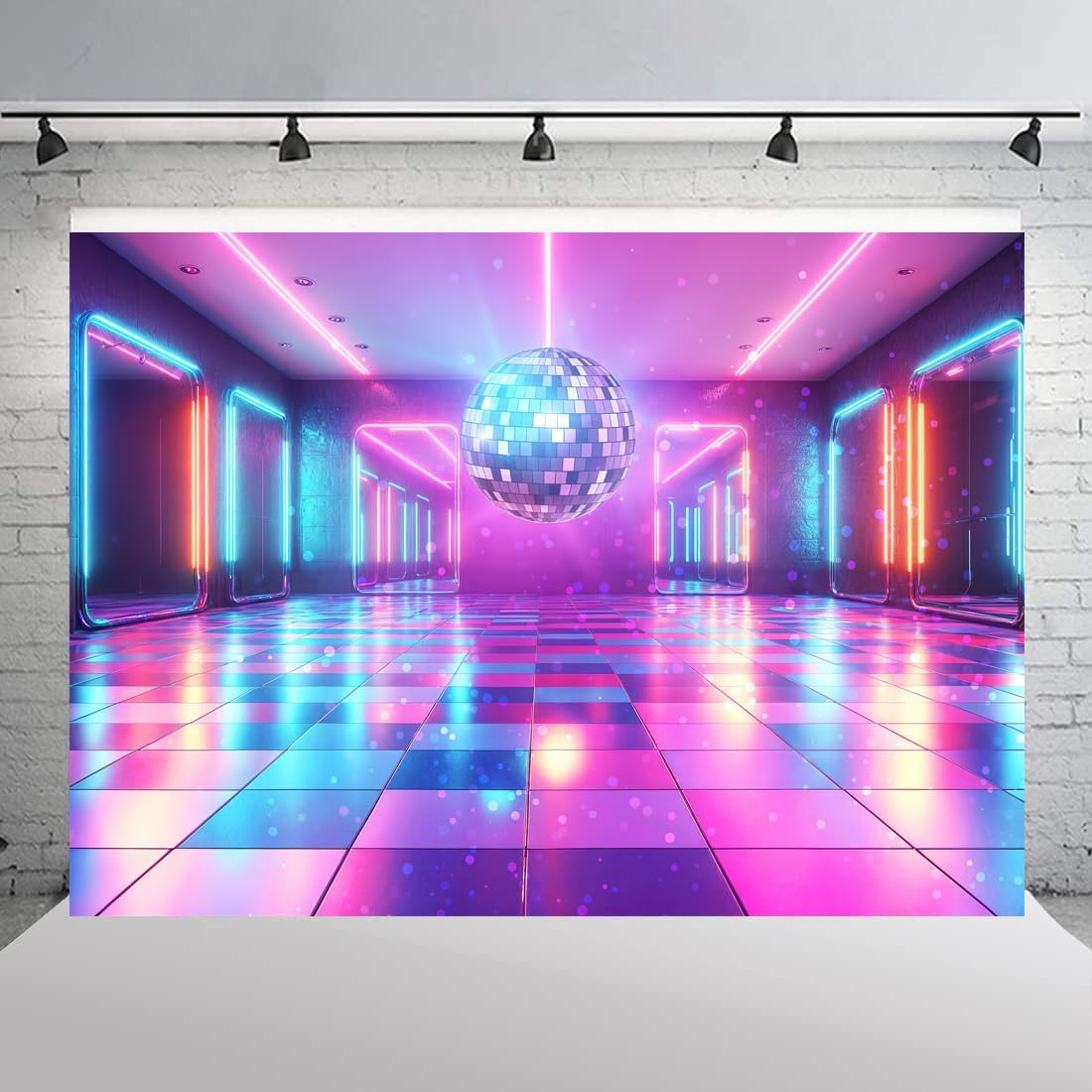 Disco Decorations Backdrop, Retro Glow Party 70s 80s 90s Theme Stage Dance Background Disco Party Decoration, Polyester Banner PartyBackdrop for Birthday Prom Portrait Photo Props 6x4FT