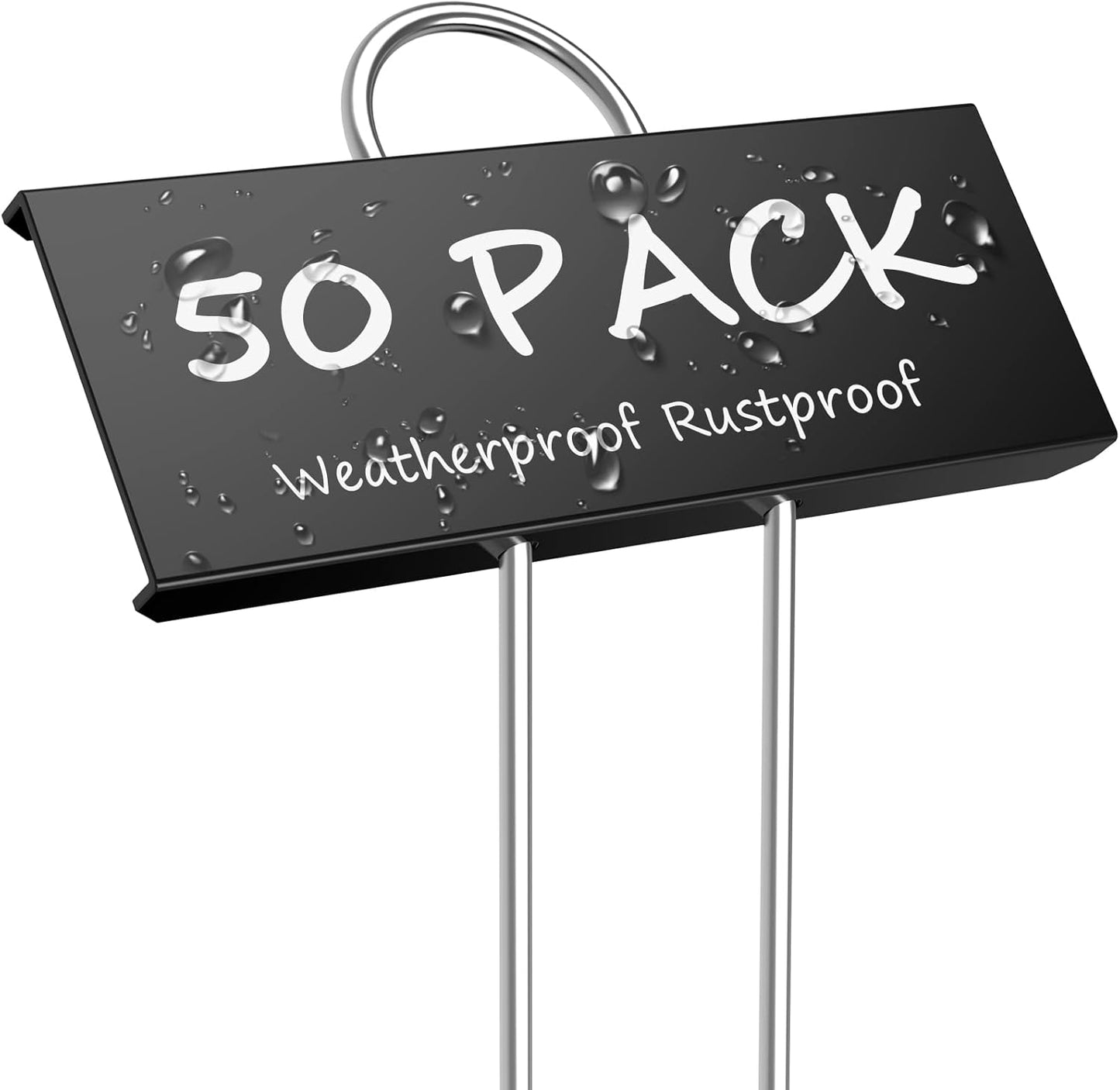 STARTOSTAR 50-Pack Metal Plant Labels Weatherproof Garden Markers,Height 10.6'', Label Area 3.5''X 1.2'' Reusable Nursery Tags for Vegetables Herb Flower Seed Greenhouse - Black