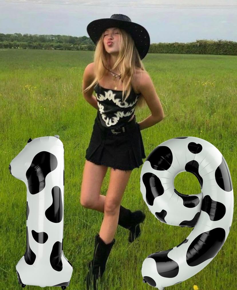 Cow Print Number Balloon Birthday Decorations, 40 inch Number balloon 0-9(Zero-Nine), Cow Balloon for Farm Birthday Party Supplies, Cow Themed birthday party Decorations (Number 1)