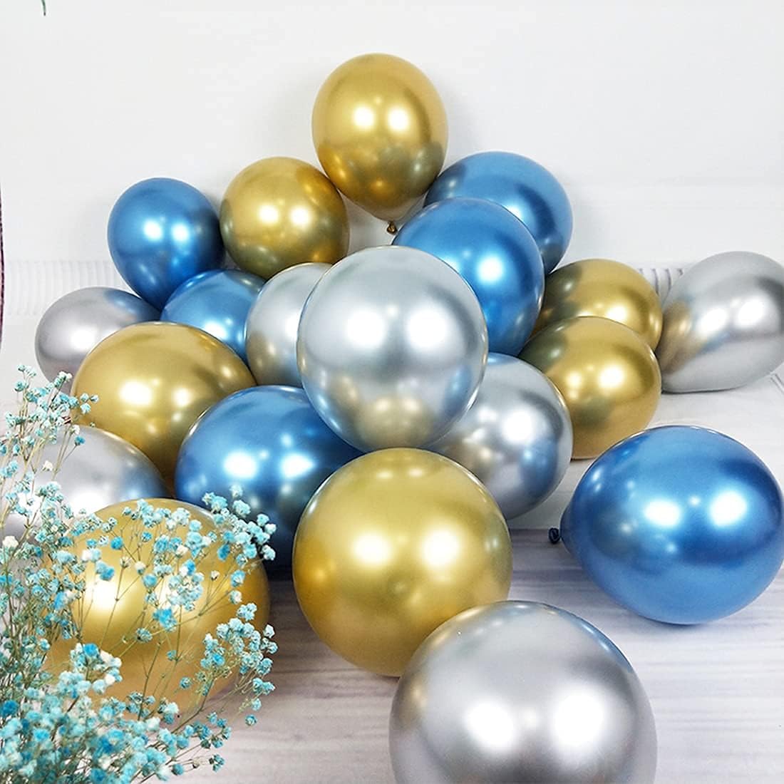 Blue Party Balloons 100pcs 12inch Chrome Metallic Blue Helium Balloons for Birthday Party Decoration and Arch Decoration Wedding Birthday Baby Shower Christmas Party