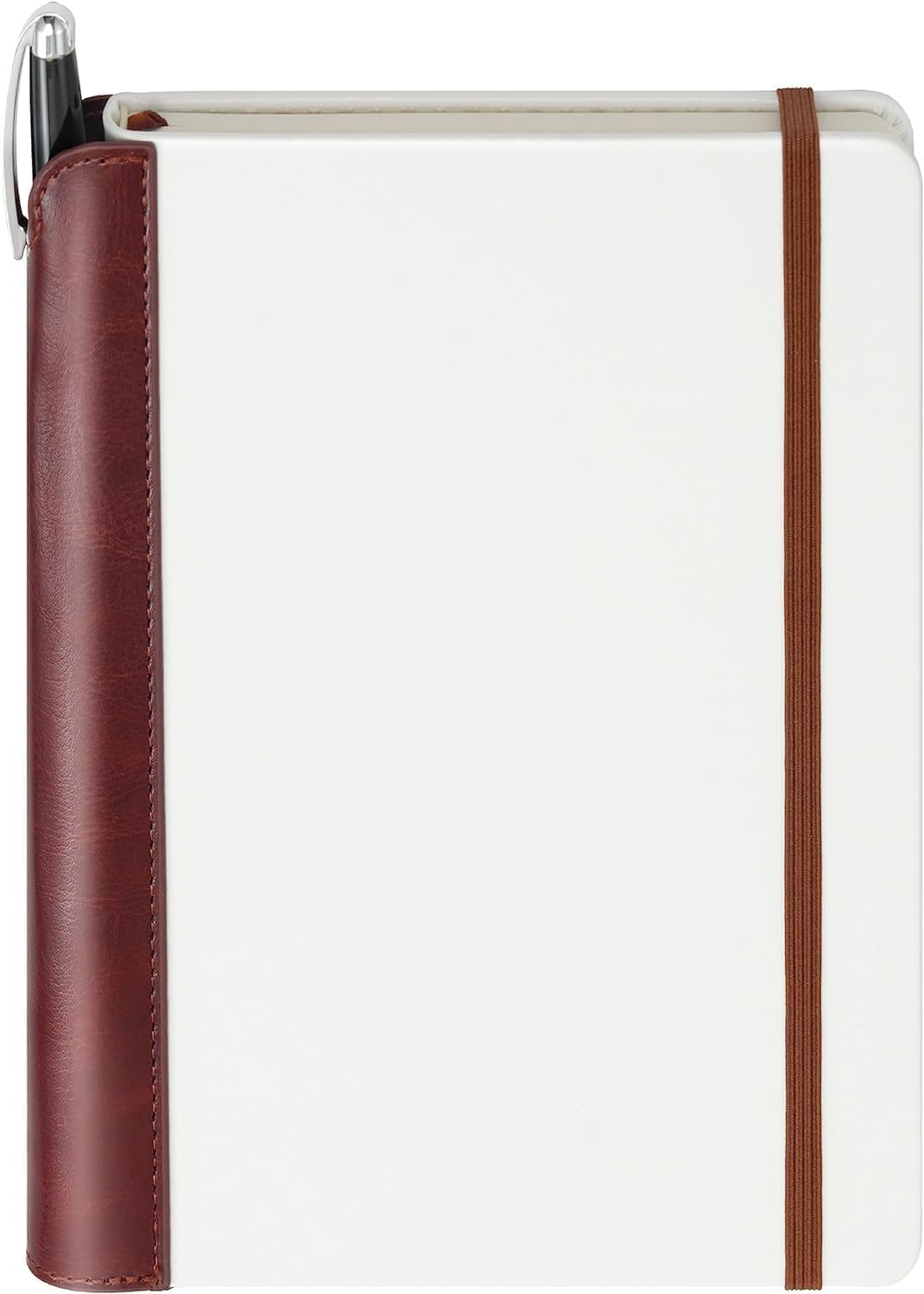 SETTINI® Lined Journal - Modern White Journal for Writing Gift Set - Hardcover Vegan Leather, Includes Luxury Pen in a Unique Pen Holder, 192 Pages, 6 x 8.5 inches, Birthday Gift