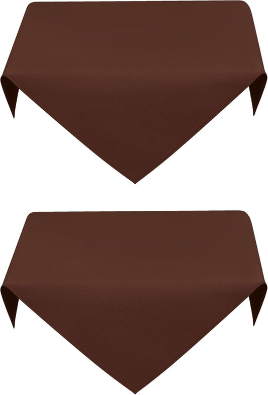 2 Pack Small Square Table Cloth 24X24 Inch Chocolate Washable Fabric Tablecloth Polyester Solid Tables Cover for Night Stand End Table Side Table Outdoor Indoor