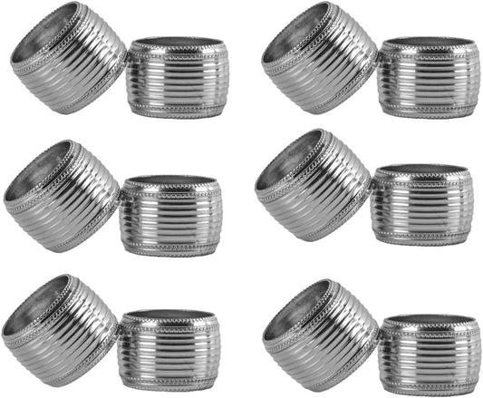 Silver Napkin Rings Set of 12, Beaded Napkin Rings - Rust Resistant, Durable Heavy Duty Napkin Holders for Family, Gatherings, Party, Farmhouse, Modern & Outdoor Dining Décor- ALPHA Living HOME