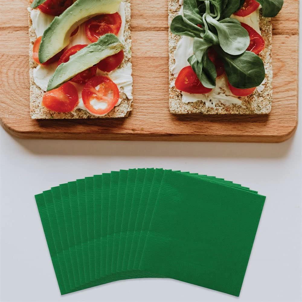 JAM PAPER Small Beverage Napkins - 5 x 5 - Green - 50/Pack