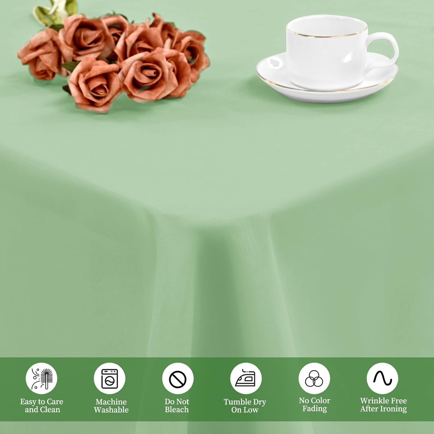 12 Pack Sage Green Tablecloths for Rectangle Tables 60 x 126 Inch Sage Green Polyester Tablecloth 8 Foot Rectangle Table Cloth Washable Fabric Table Cover for Party Wedding Banquet Restaurant Events