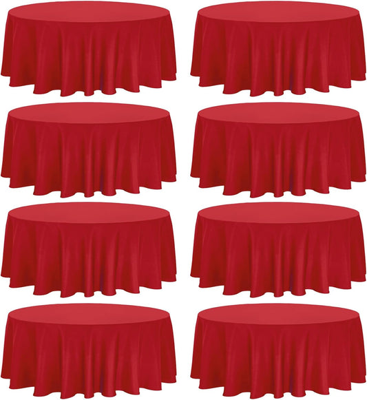 8 Pack Round Tablecloth 70 Inch Red Round Table Covers Bulk Washable Polyester Fabric Table Clothes for Wedding Party Reception Banquet Buffet Restaurant (Red, 70 Inch)