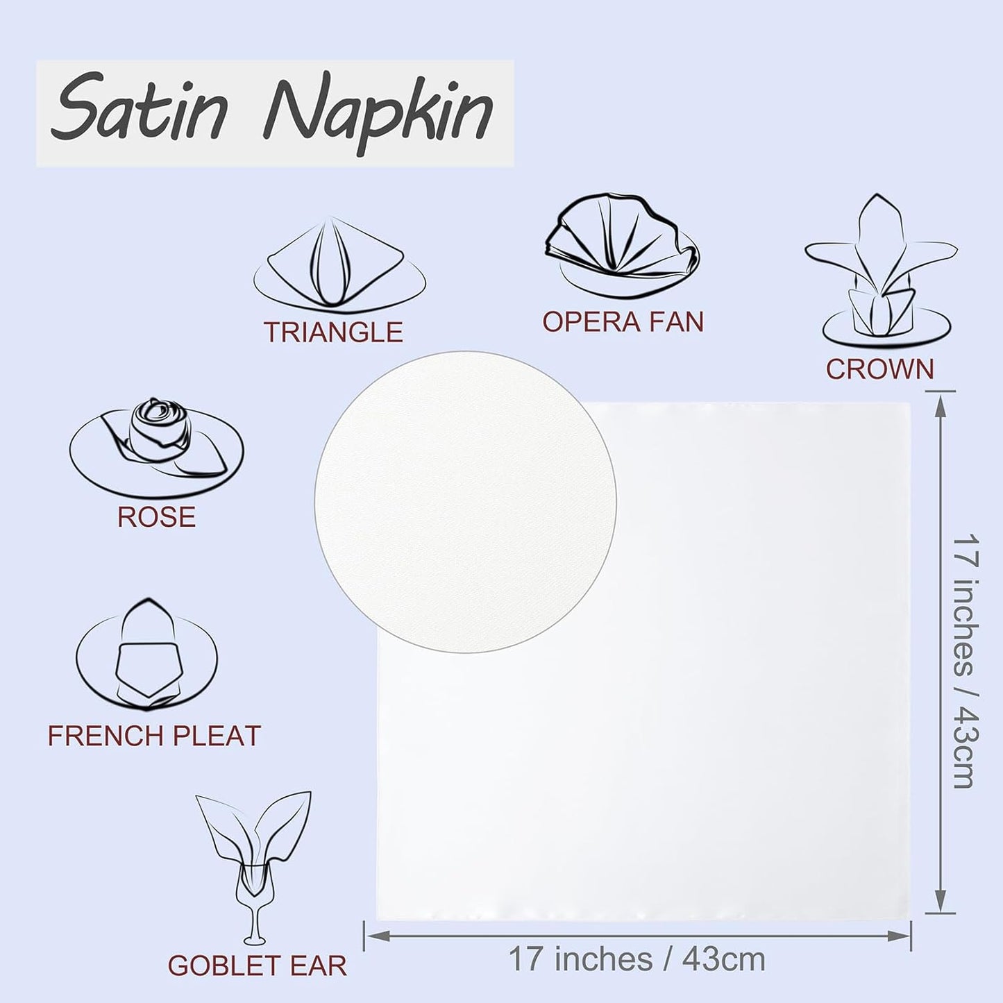 Horbaunal 16 Pack Ivory Satin Napkins 17 x 17 Inch, Square Silky Cloth Napkins, Soft Table Napkins for Weddings Banquets Parties