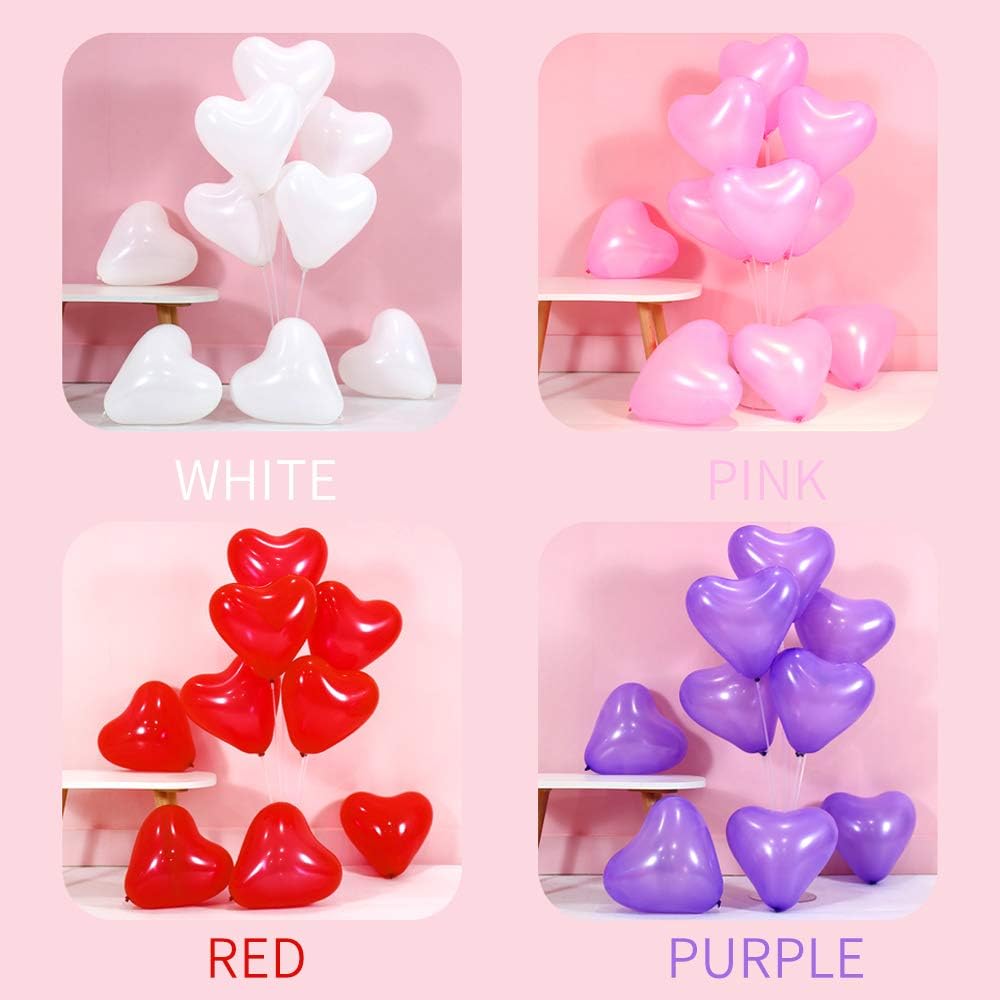 50 6-inch White Color Heart shaped Latex Balloons for Valentines Day,Propose Marriage,Wedding Party.