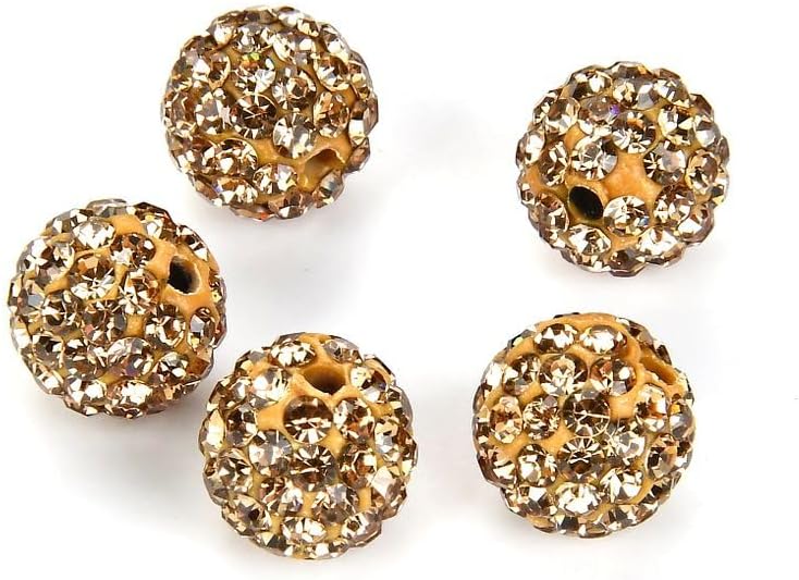 50pcs Adabele Grade A Suncatcher Crystal Rhinestone Pave Loose Beads 10mm Crystal Golden Shadow Polymer Clay Disco Ball Spacers Compatible with Shamballa All Craft Jewelry Making DB10-28
