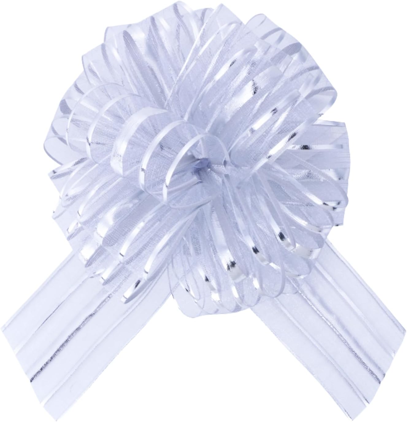 6 Pcs 6 Inch Large Organza Pull Bow Ribbon – Elegant Gift Bows for Wedding Decorations, Christmas Wrapping, Birthday Parties, Car Decor, Gift Baskets, and Valentine's Day Packaging(Silver)