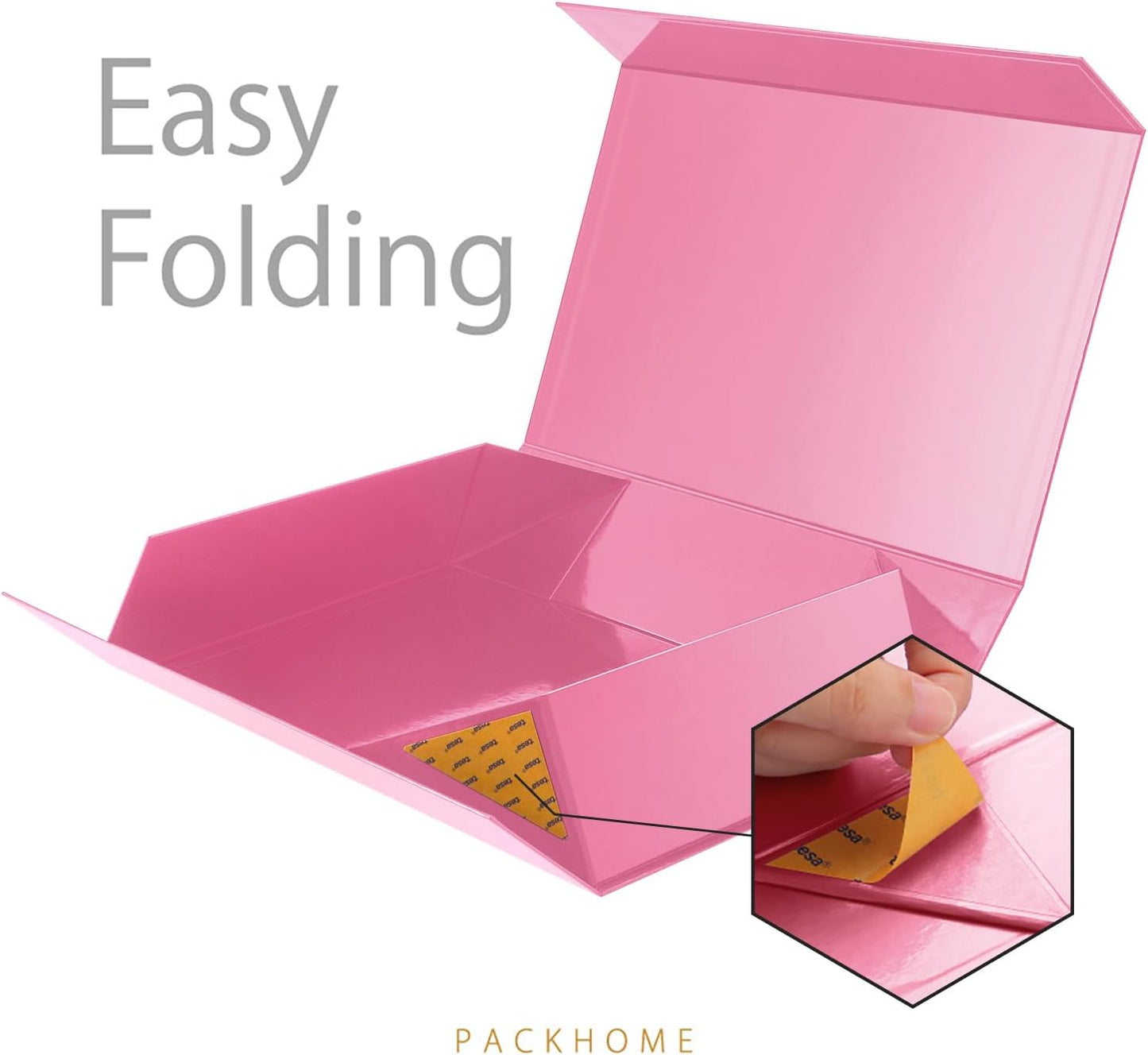 PACKHOME Extra Large Gift Box 17.5x11.3x4.3 Inches, Sturdy Shirt Box with Magnetic Lid for Clothes and Large Gifts (Glossy Pink)