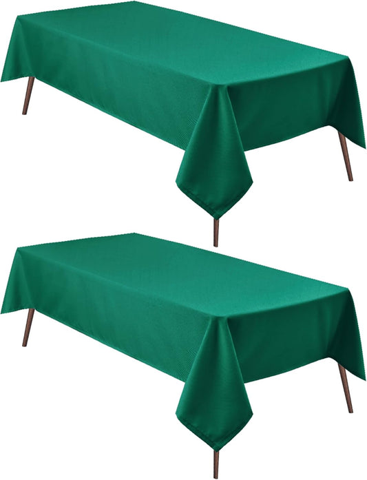 Hiasan 2 Pieces Square Tablecloth - Waterproof Washable Polyester Table Cloth for Dining Room Birthday Party, Emerald Green, 54 x 54 Inch