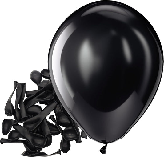 Bezente Black Balloons Latex Party Balloons - 150 Pack 5 inch Matte Black Helium Balloons for Black Themed Birthday Graduation Bridal Shower Halloween Party Decorations
