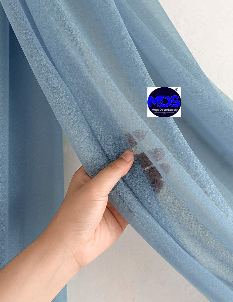 MDS Halloween Chiffon Draping Fabric - 1 Panel, 30" Wide x 50ft Long - Sheer Spooky Arbor & Canopy Drapery for Haunted House Backdrops, Party Ceilings, DIY Costumes & Themed Events - Dusty Blue