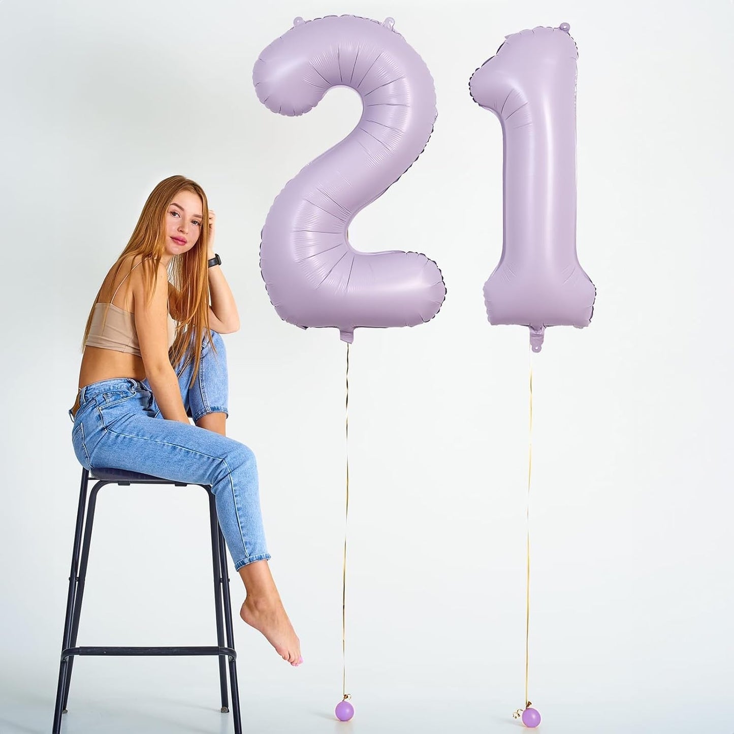 Large Dusty Pastel Purple 3 Balloons, 40 Inch Giant Light Purple Helium Mylar Foil Globos Numero for Girls, Self Inflating 3rd Birthday Balloon for Women Three Anniversary Party Decorations Supplies