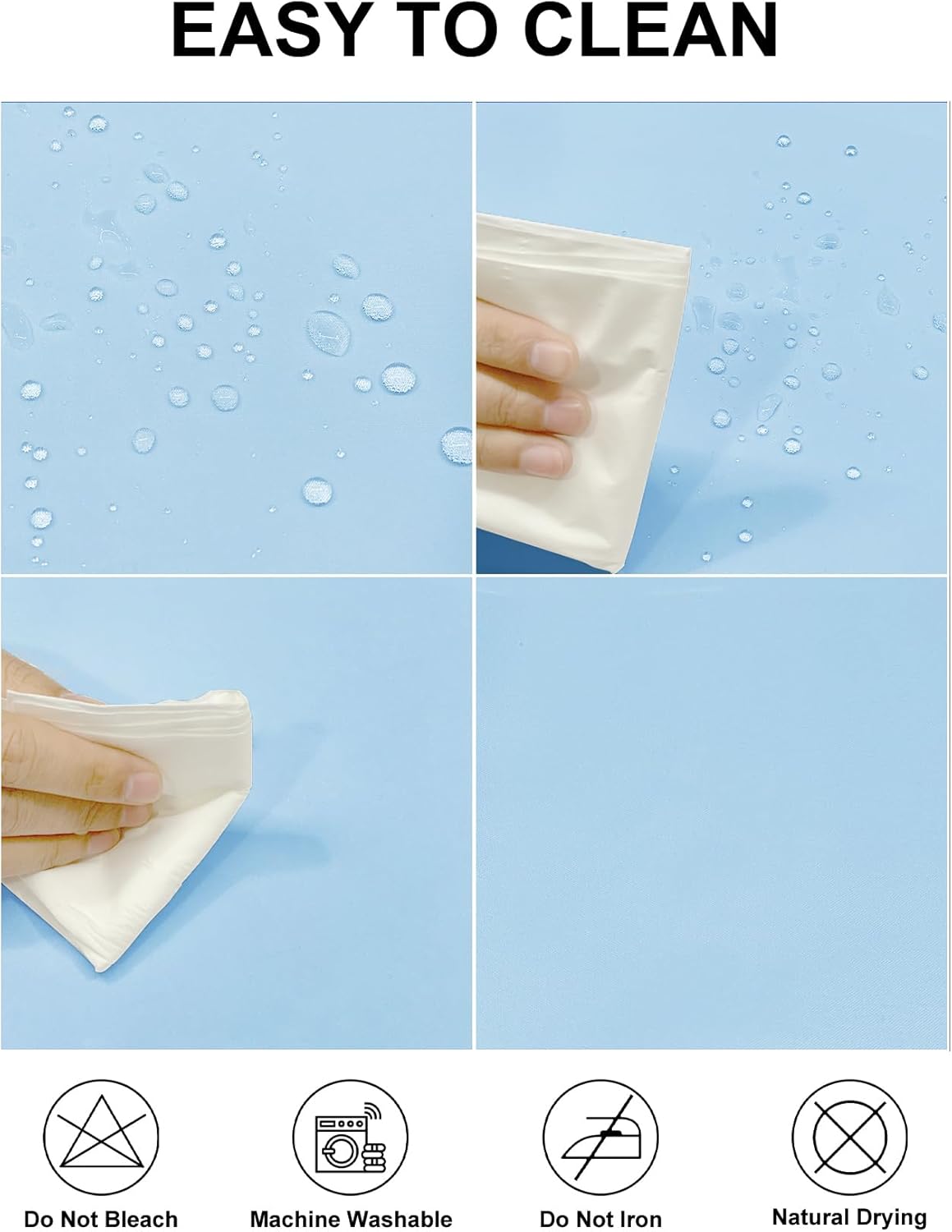 Fokitut 2 Pack Waterproof Round Tablecloth, 132 Inch, Stain Resistant and Wrinkle Polyester Table Cloth, Fabric Table Cover for Kitchen Dining, Wedding, Party, Holiday Dinner-Blue Mist