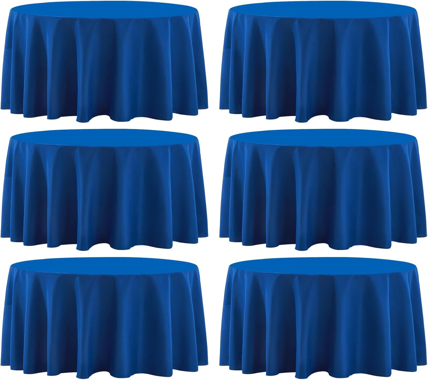 Round Tablecloth 120 Inch 6 Pack Royal Blue Tablecloths Washable Decorative Linen Polyester Table Clothes Cover for Dining Table Banquets Buffet Parties and Wedding