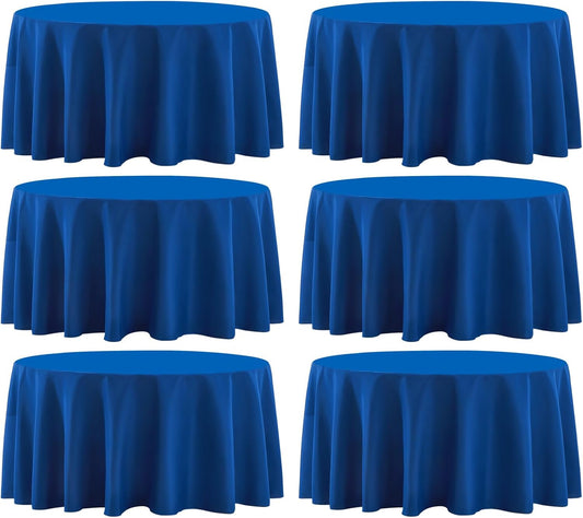 Round Tablecloth 120 Inch 6 Pack Royal Blue Tablecloths Washable Decorative Linen Polyester Table Clothes Cover for Dining Table Banquets Buffet Parties and Wedding