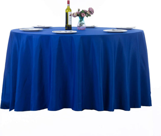 Ascoza 2pack 108 Inch Royal Blue Round Tablecloth in Washable Polyester Fabric for Wedding/Banquet/Restaurant/Parties