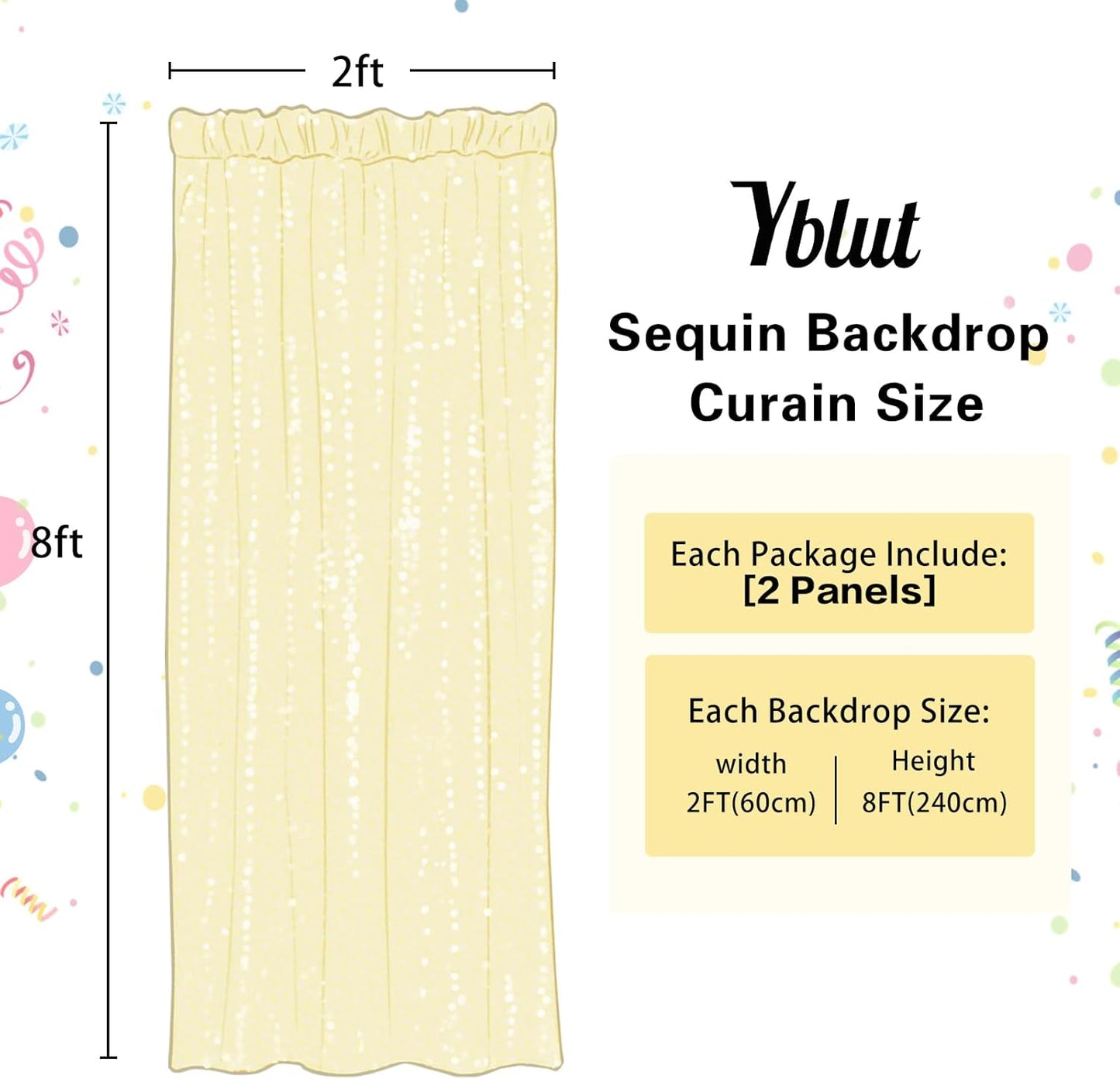 Gold Sequin Backdrop Curtain 2 Panels 2FTx8FT Glitter Photography Backdrop for Party Wedding Birthday Christmas Decorations